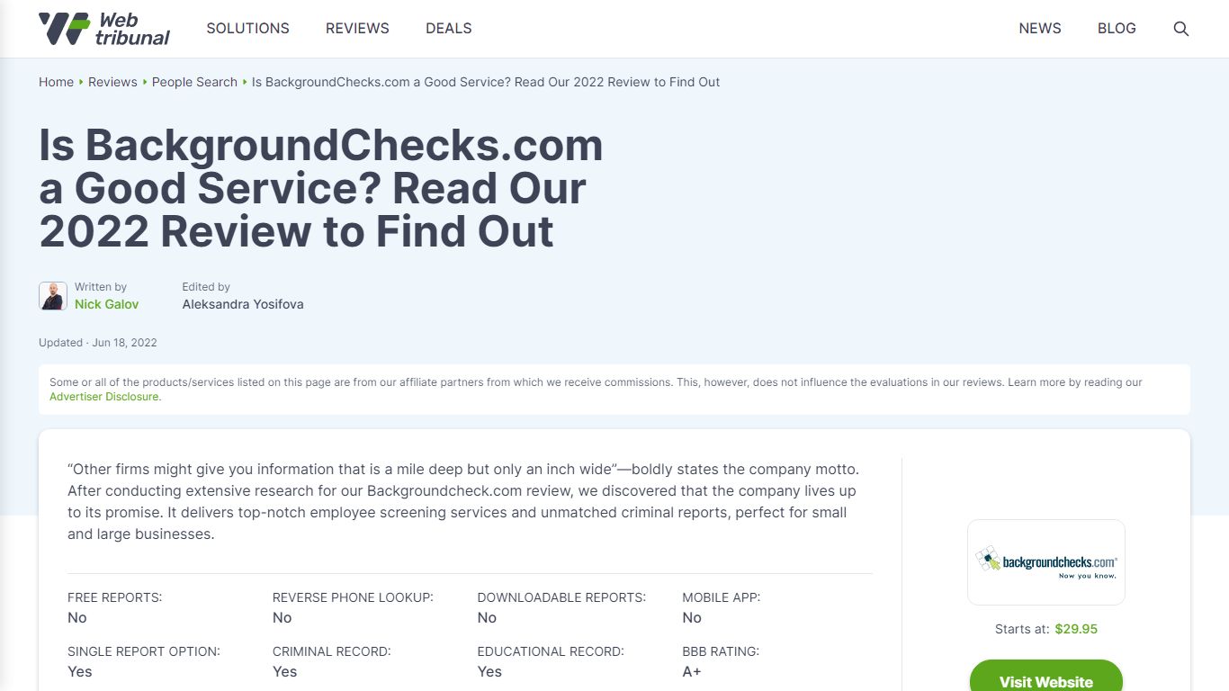 Backgroundchecks.com Reviews Vote It Top Search Tool - Find Out Why